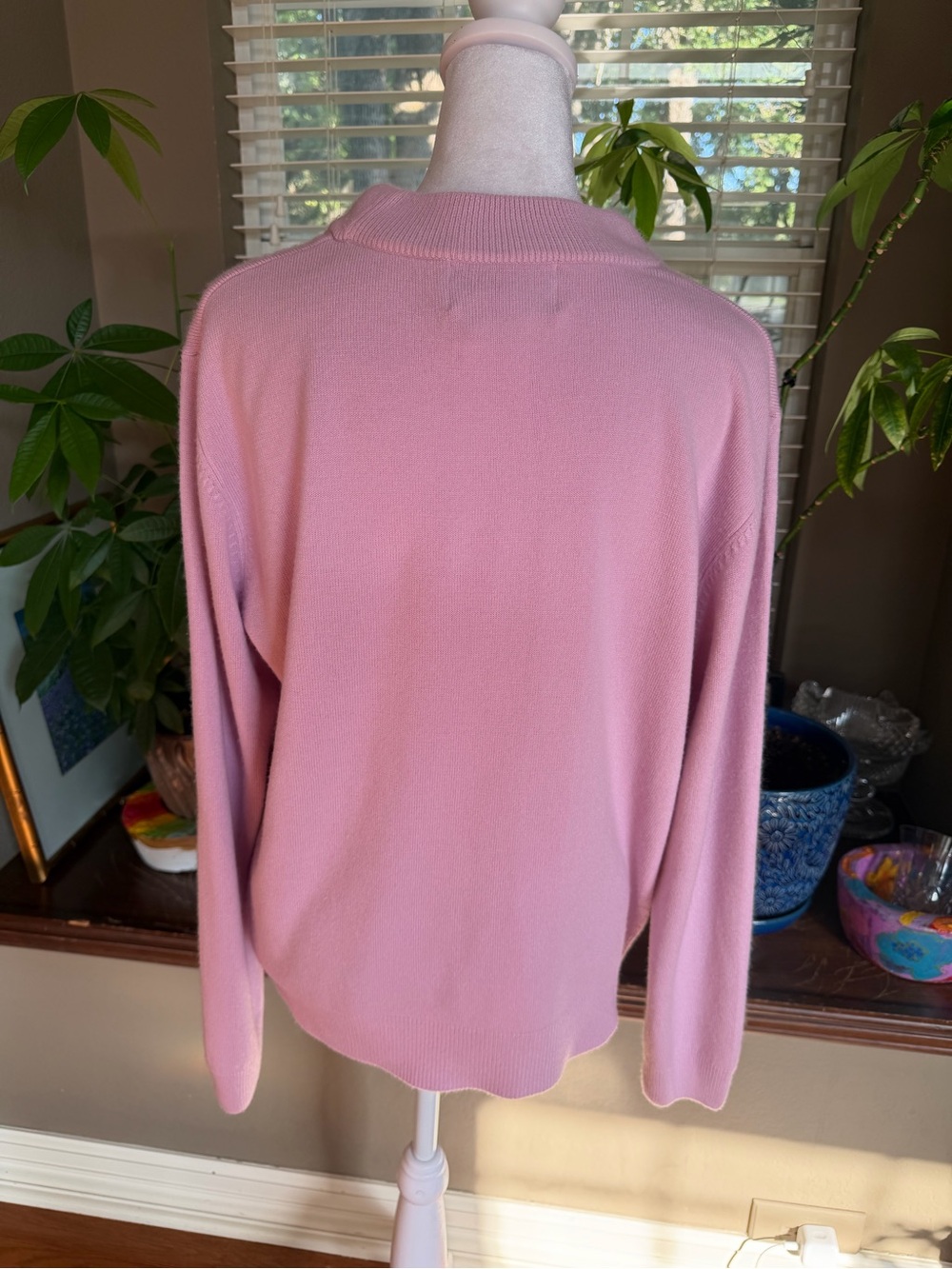 Sag Harbor Pink Mock Neck Sweater Women’s Large Soft Knit Pullover - Picture 3 of 5